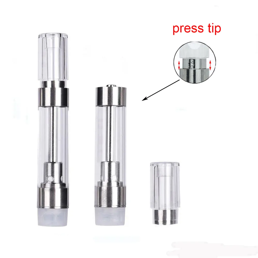 M6T Oil Atomizer Press Tip G5 Oil Carts Ceramic Coil Cartridge Thick Oil 0.5ML 1.0ML Empty Tank Atomizers fit 510 Thread Preheat Battery pk Runtz Carts