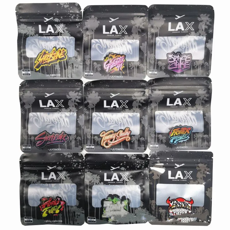 Sac d'emballage 3.5g LAX laxpacks refermable comestible herbe fermeture à glissière sèche vente au détail paquet vide fleur Mylar sacs pack