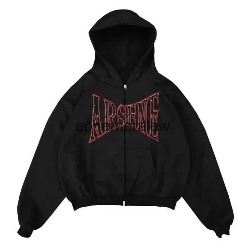 Heren Hoodies Sweatshirts Retro Amerikaans Street chic Patroon Oversized Sweatshirt Y2K Kleding Brede Harajuku Casual Zip Hoodie Womenephemeralew