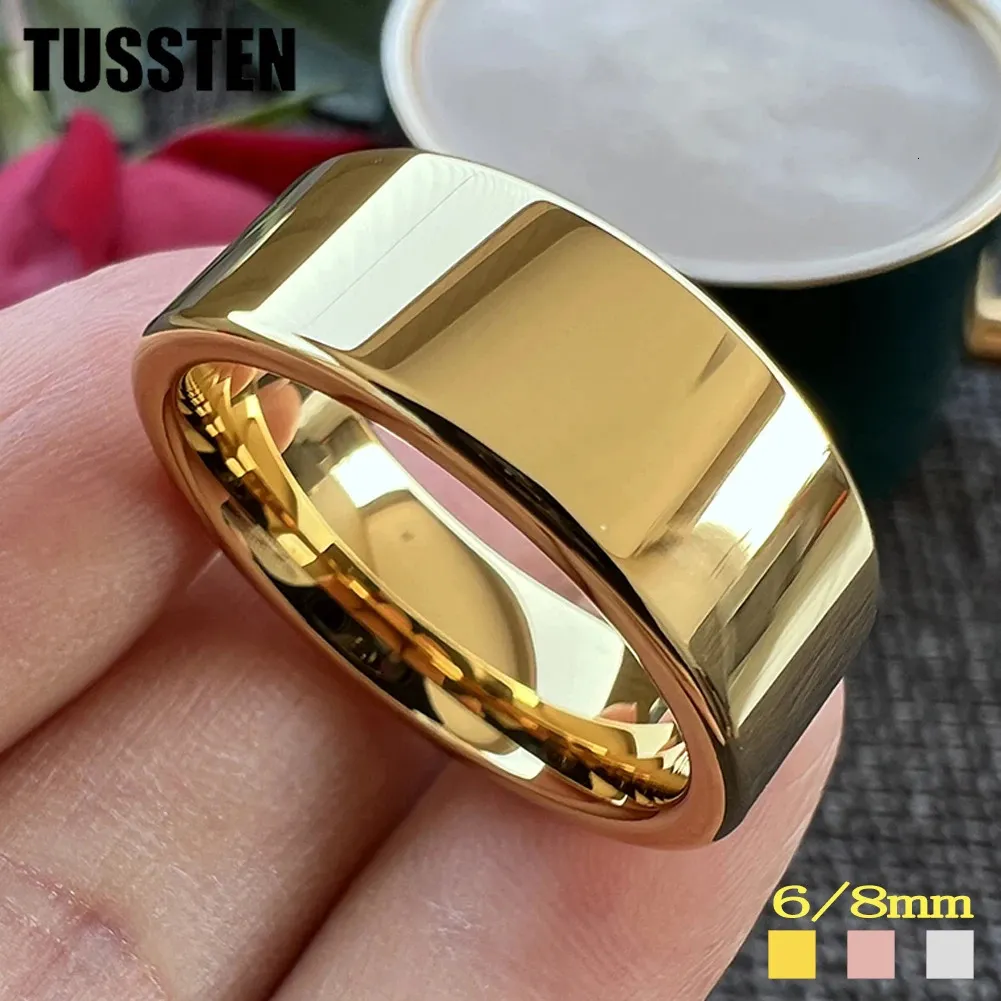 Drop Tussten 6mm8mm Multicolor Tungsten Wedding Band Trendy Ring for Lady Gentleman Shiny Polish Comfort Fit 240112