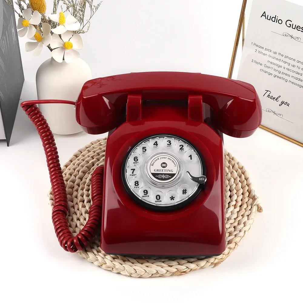 Bröllopsljudtelefon Gästbok Vintage Telefongästbok för bröllopsmeddelande Voice Record Gästbok Support Custom Logo