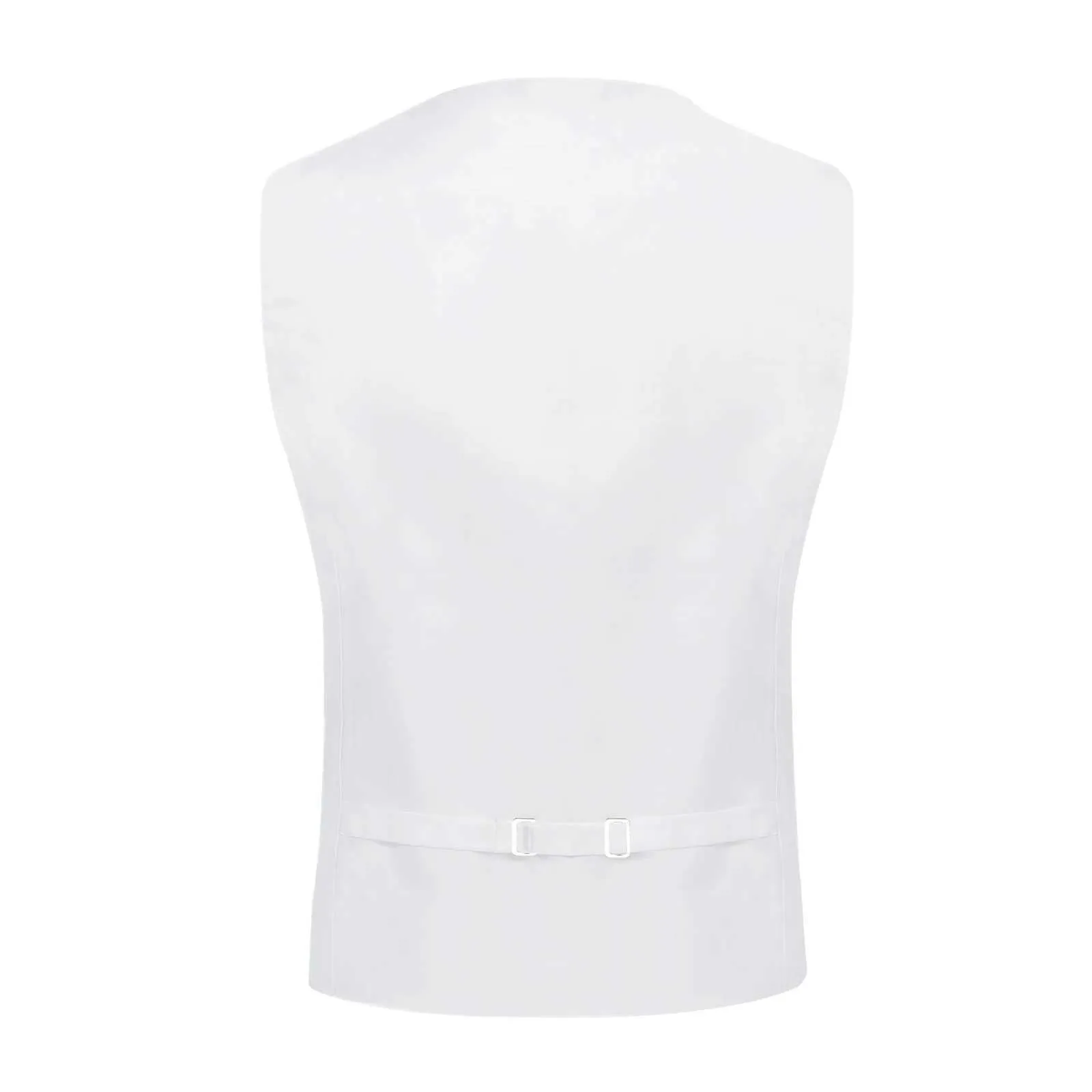 Herrenwesten Reinweiße Hochzeitsweste für Männer Ärmellose V-Ausschnitt Satin Weste Krawatte Einstecktuch Manschettenclip 5 Stück_voghion.com