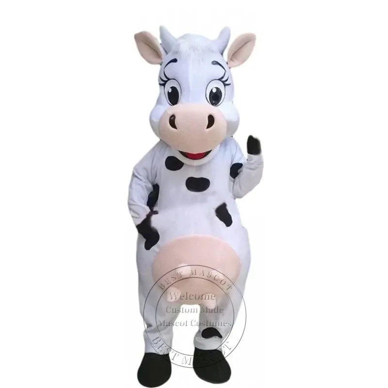 Costume de mascotte de vache heureuse super mignon d'Halloween pour la fête personnage de dessin animé mascotte vente livraison gratuite support personnalisation