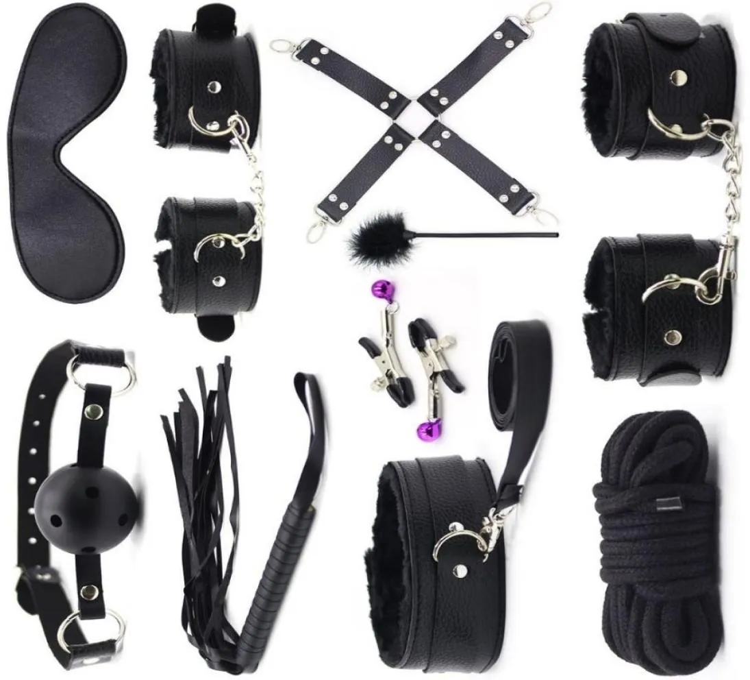 8PCS Fetisch Kits Bett Fesseln Bondage Plüsch Leder Sexy Flirten Alternative Spielzeuge Gebunden BDSM Japanische Bondage Anzug Erwachsene sex3681247