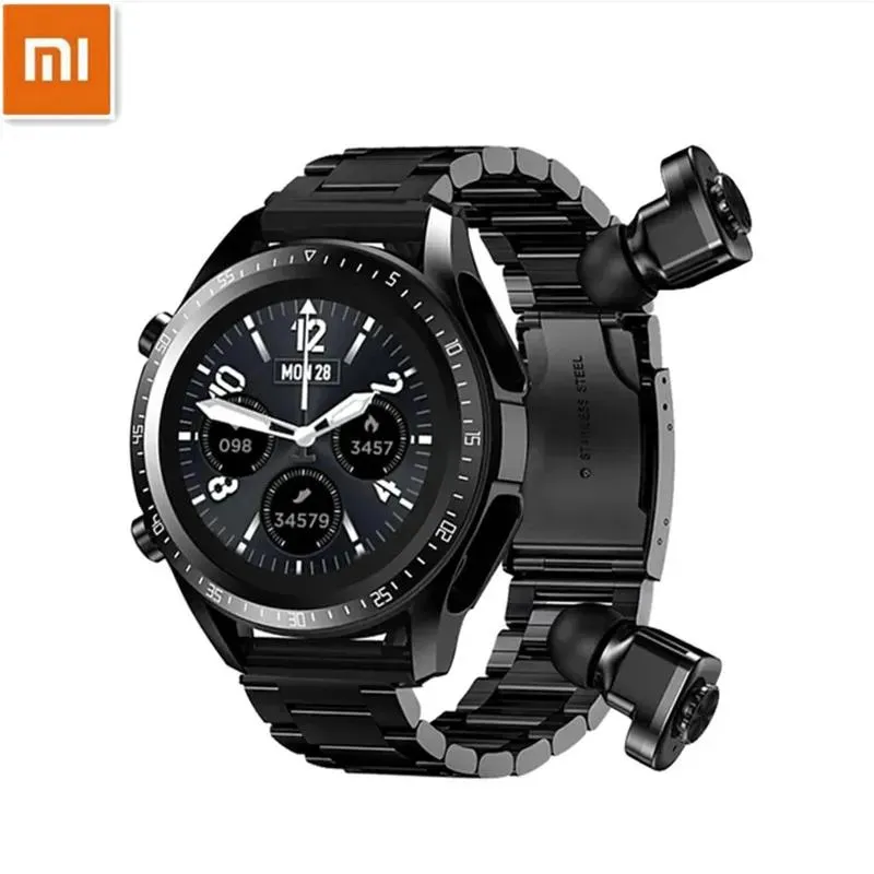 Watches Xiaomi Smart Watch Bluetooth Headset Earphone Tws Two in One Hifi Stereo Wireless Sports Tracke Music Spela Smartwatch New Hot