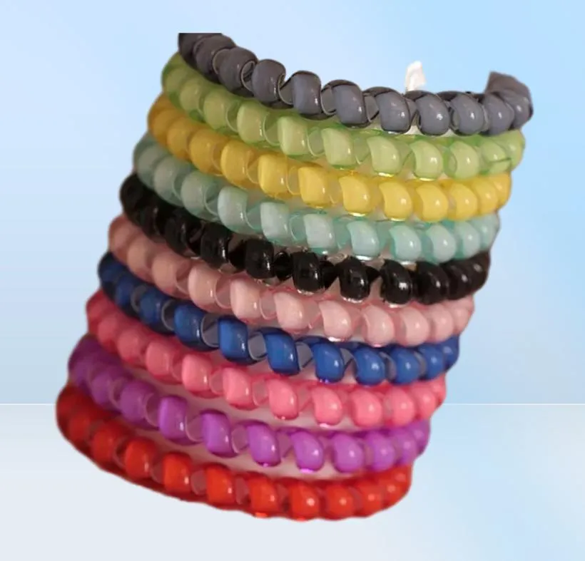 Colorful Telephone Wire Cord Pony Tails Holder Gum Good Quality Girls Elastic Hair Rope Candy Color Bracelet 18 Colors3676561