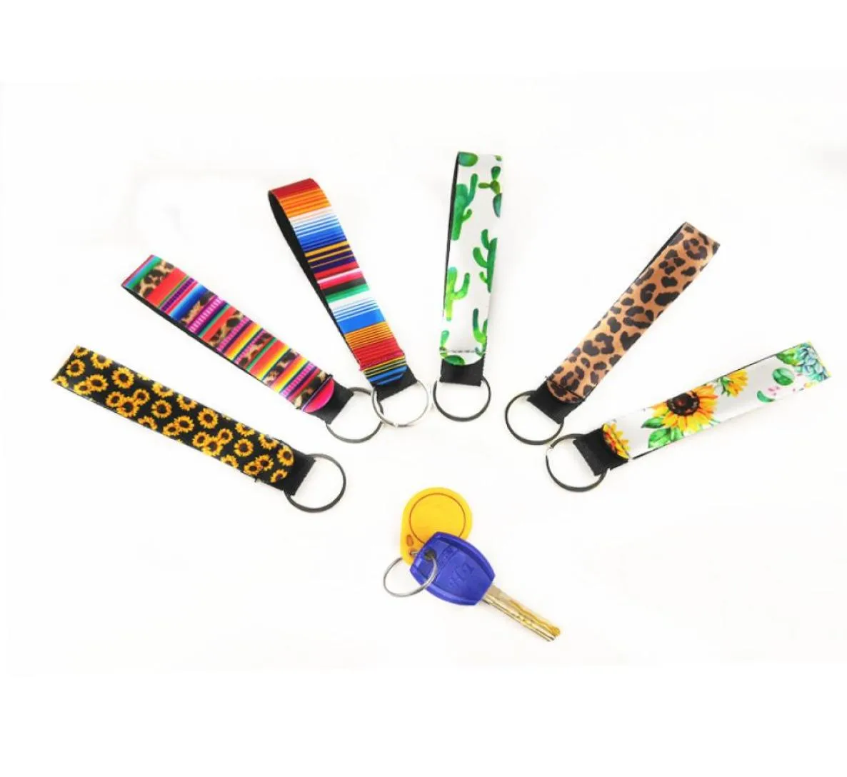 Cool Neoprene Wristlet Keychain Lanyard Key Tags Chains Key Chain Holder to Match Chapstick Holder Keychain 15 style8924415