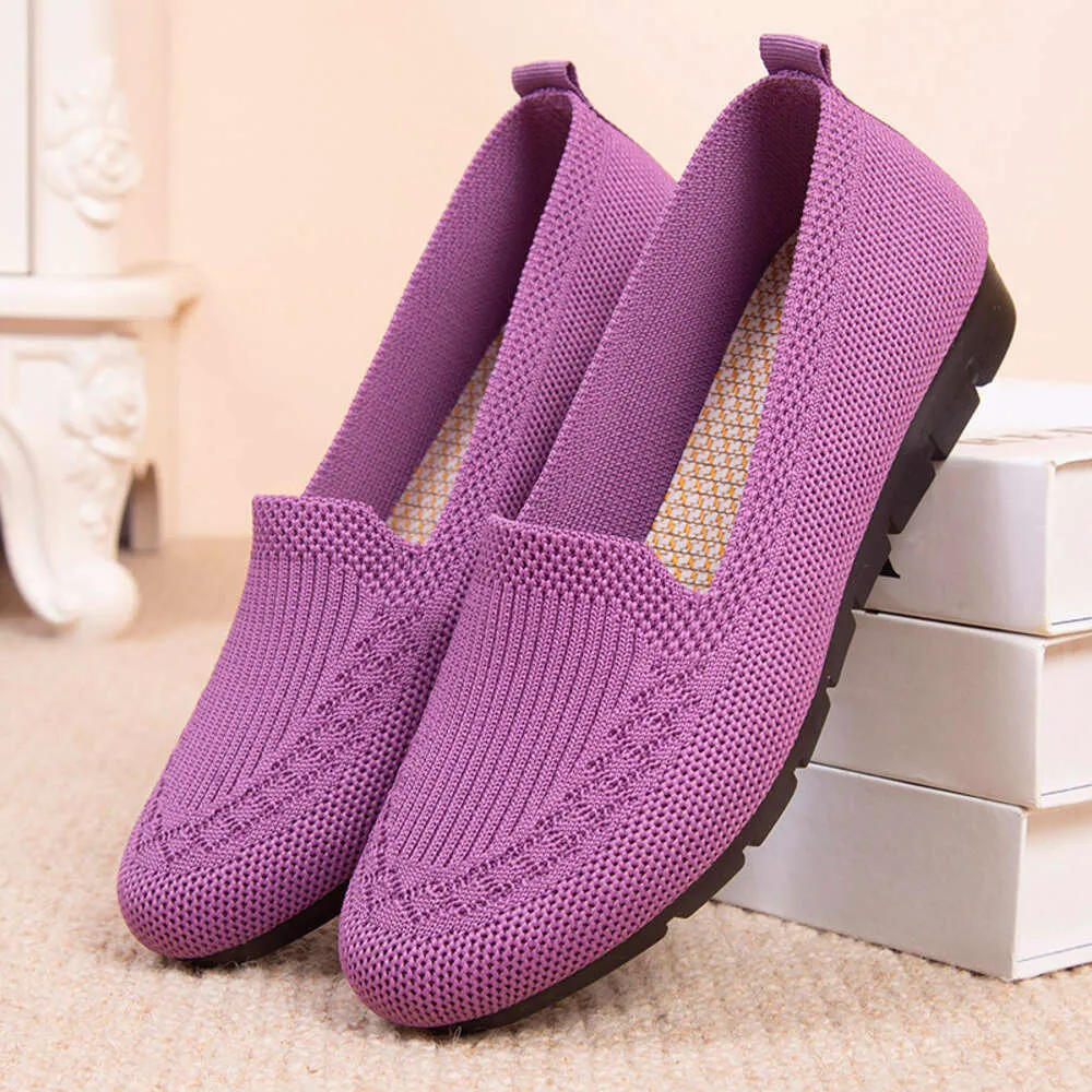 Dress Shoes Casual Shoes Women's Summer Mesh Breathable Flat Shoes Ladies Comfort Light Sneaker Socks Women Slip on Loafers Zapatillas Muje