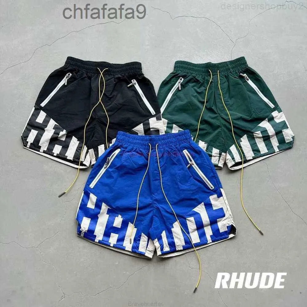 Designer Short Fashion Casual Vêtements Beach Shorts en conserve Rhude 23fw High Street Heavy Industry Spliced Couple Loose Capris Joggers Sportswear Ou 4v2p