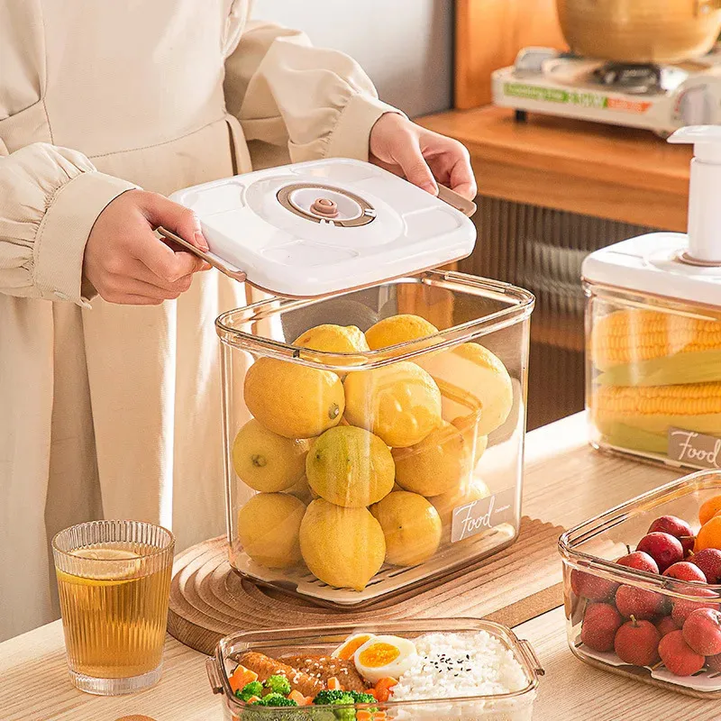 Organizador Dividido Para Refrigerador, Contenedores De Almacenamiento De Alimentos Con Tapas, Apilables, Organizadores De Refrigerador, Con Asa Para Preparación De Frutas, Verduras, Comidas Y