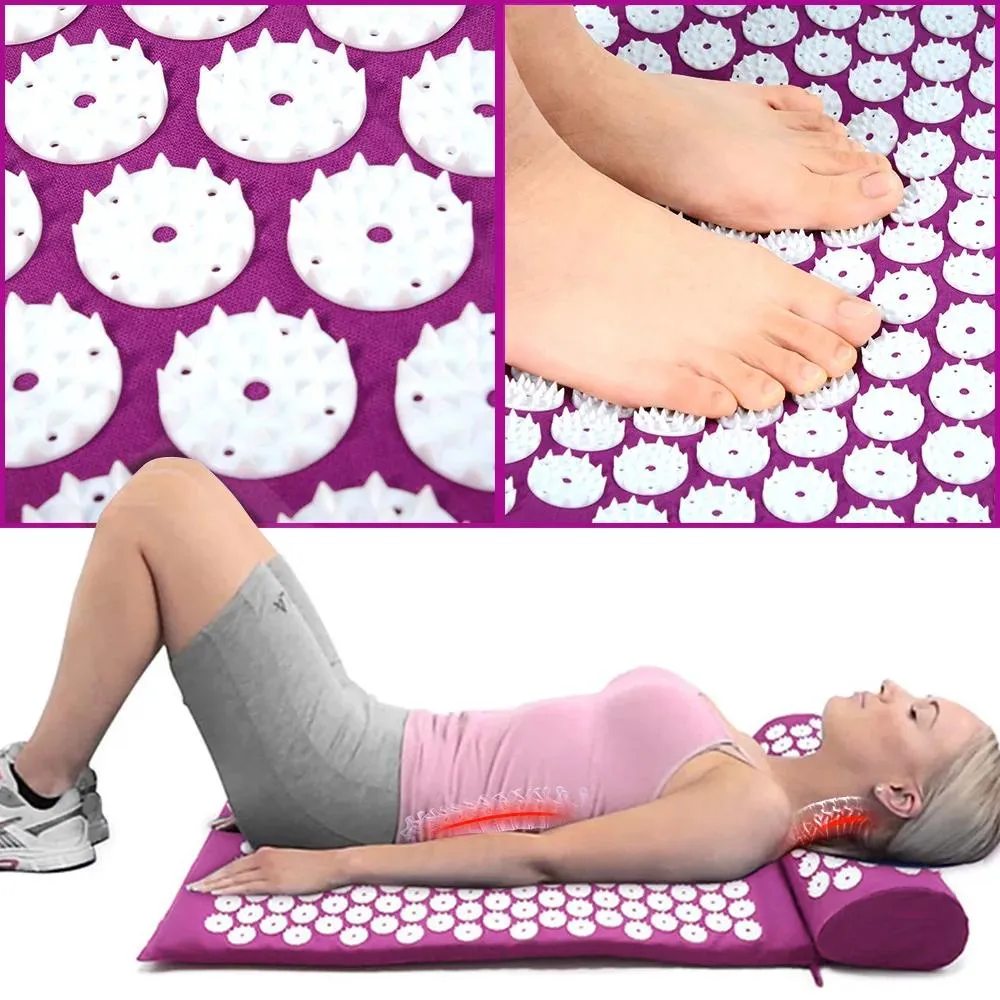Коврики удлиненные, акупунктурный массажный коврик для йоги, точечный массаж и подушка, массажная подушка, снимающая стресс, спина, сосновые коврики для йоги Fiess