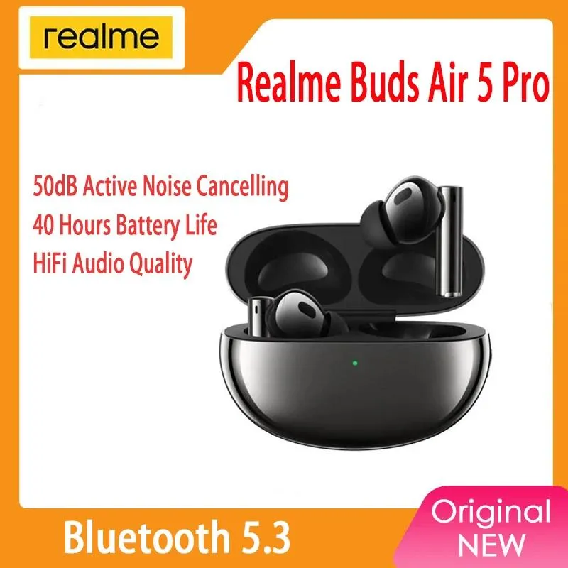 Kulaklıklar Yeni RealMe Buds Air 5 Pro Tws Kulaklık 50db Aktif Gürültü Gerçek Kablosuz Kulaklık Bluetooth 5.3 LDAC RealMe 11 Pro