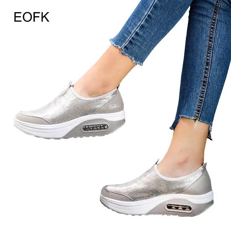 EOFK Schoenen Vrouw Loafers Ondiep Kantoor Comfortabele Mocassin Flats Platform Sneakers Slip Op Rit zapatilas Mujer 240111