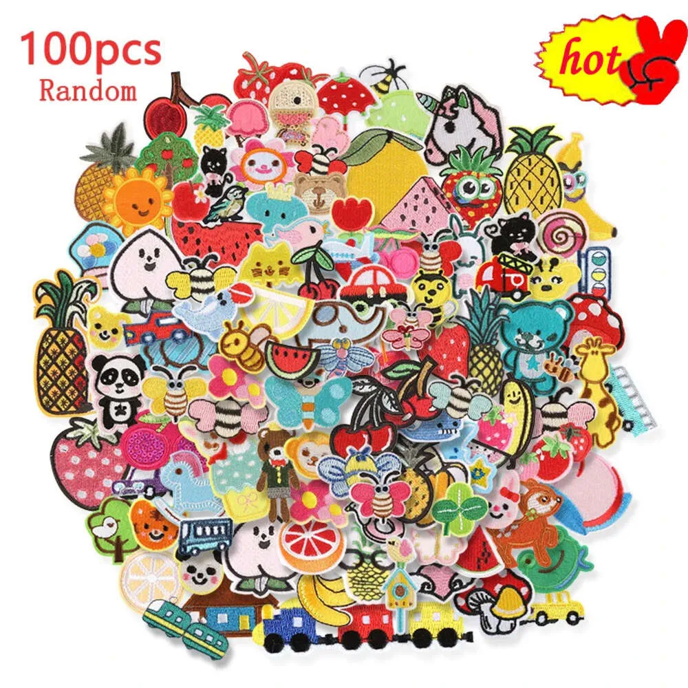 100 Pieces Iron on Patches Lot Kids Bulk for Clothing Girls Boys Pack Anime Mix Small Sew Wholesale Designer Embroidered Animals