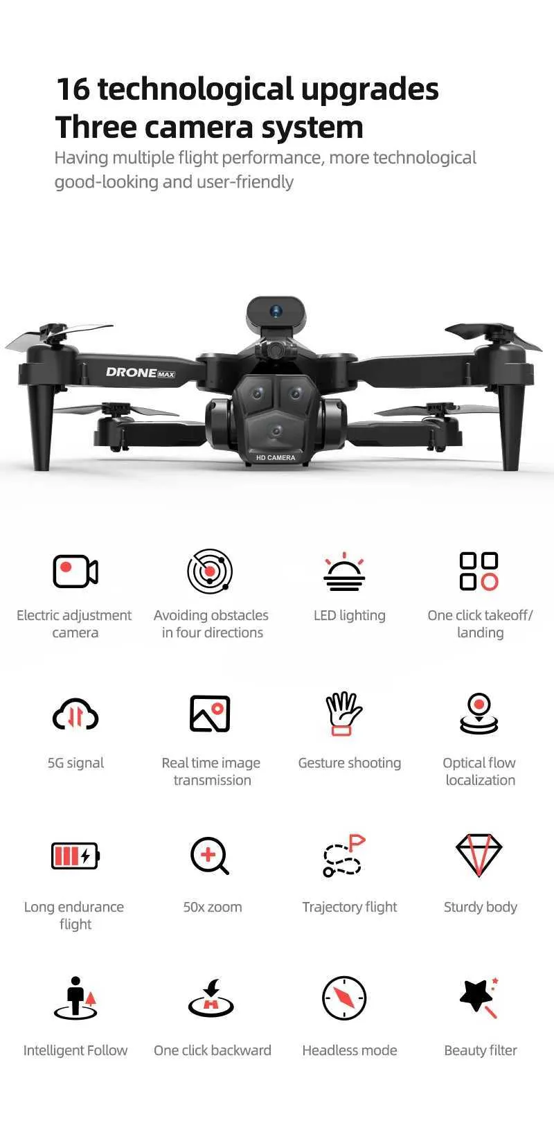C10 Max GPS Drone - 6000M HD Camera, Obstacle Avoidance, Gesture ...