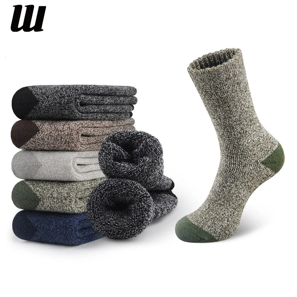 5 pares meias de lã merino para homens grossos térmicos quentes inverno esportes ao ar livre bota respirável caminhadas frias 240112