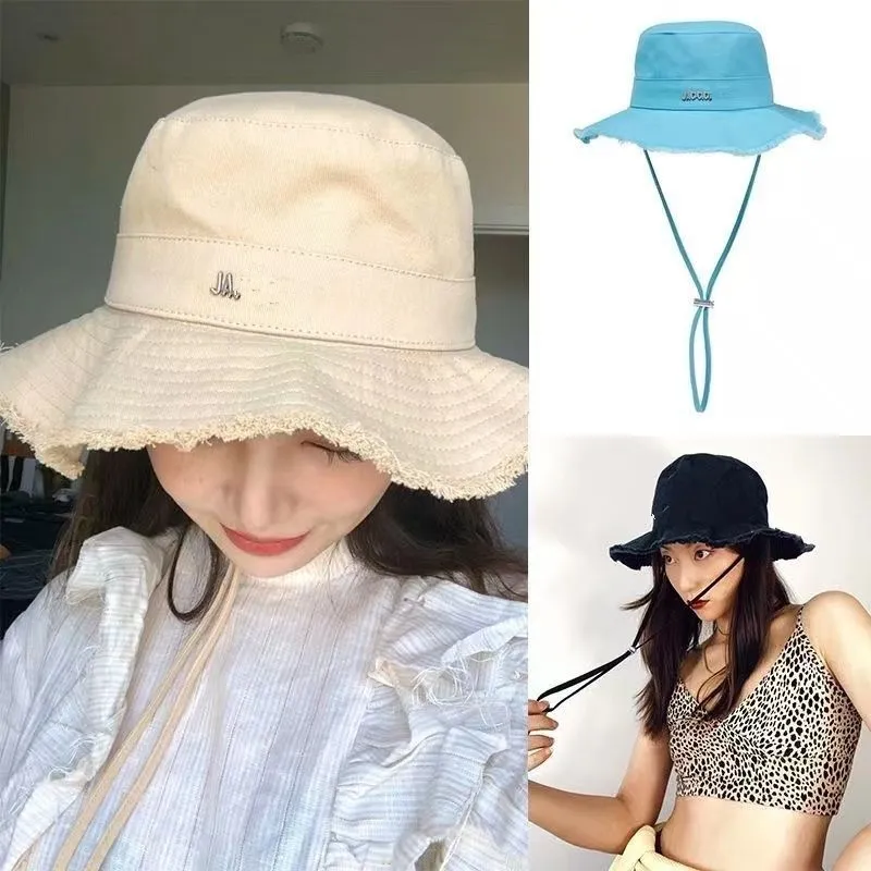 Designer Bucket Hat Le Casquette Bob Wide Brim Hats For Women Frayed Cap beach 9 colors available