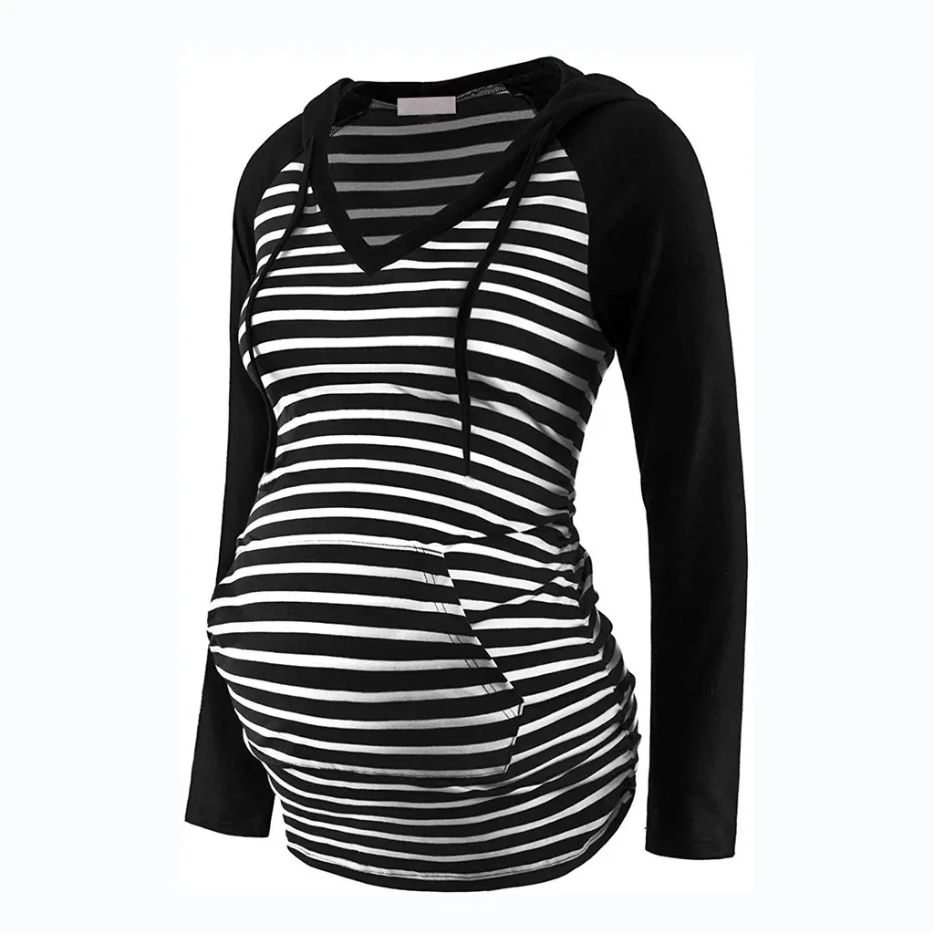 Borstvoeding Moederschap Kleding T-shirts Voor Vrouwen Verpleging Top Hoodie Lange Mouwen Effen Kleur Tops Sweatshirt 240111