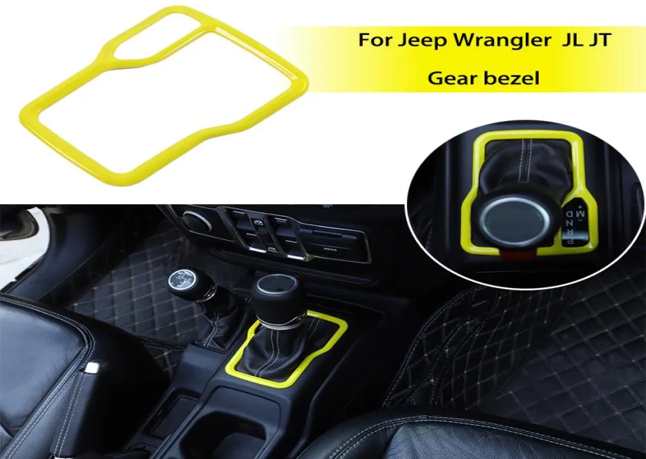 Yellow ABS Gear Shift Red Decoraion Cover för Jeep Wrangler JL JT 2018 Factory Outlet Auto Internal Accessories1200015