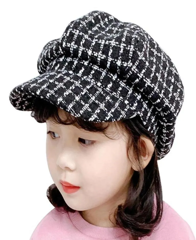 Chapeau à carreaux pour enfants, garçon et fille, casquette esthétique en coton, joli béret tendance pour bébés de 38 ans, Hats3566771