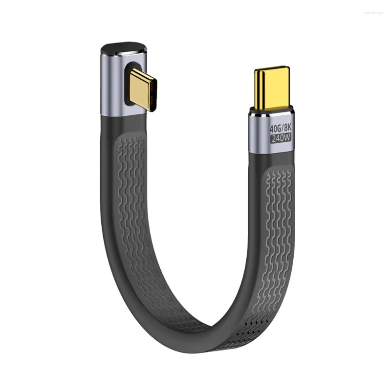 Computer Cables Low Profile Angled Right 240W Type-C USB-C Male To USB4 40Gbps 100W 8K Flat Slim FPC Data Cable For Phone 13cm