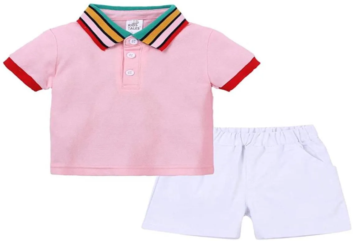 Estate Neonati maschi Copre gli insiemi Ragazze del bambino POLO TShirt Pantaloncini 2 pezzi Tuta per bambini Abbigliamento moda infantile Abiti6140759