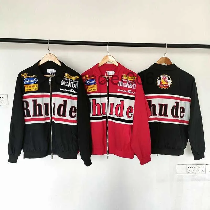 ファッションRhude Mensデザイナー腕のコート刺繍文字ブランドデザインマンアビエータージャケットスプリングロングスリーブジャケットCNサイズS-XL OTGP