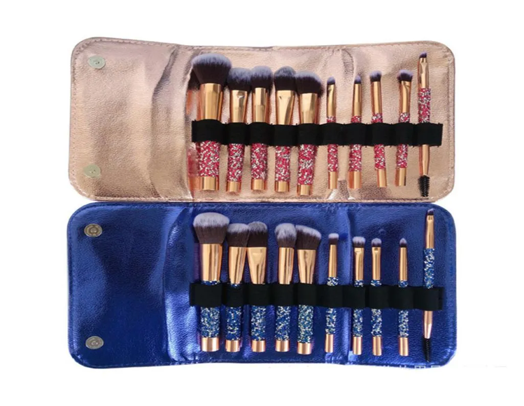 Diamond Make-up kwasten 10-delige set cosmeticaborstel met tas Professionele make-up poeder oogborstelset8159541