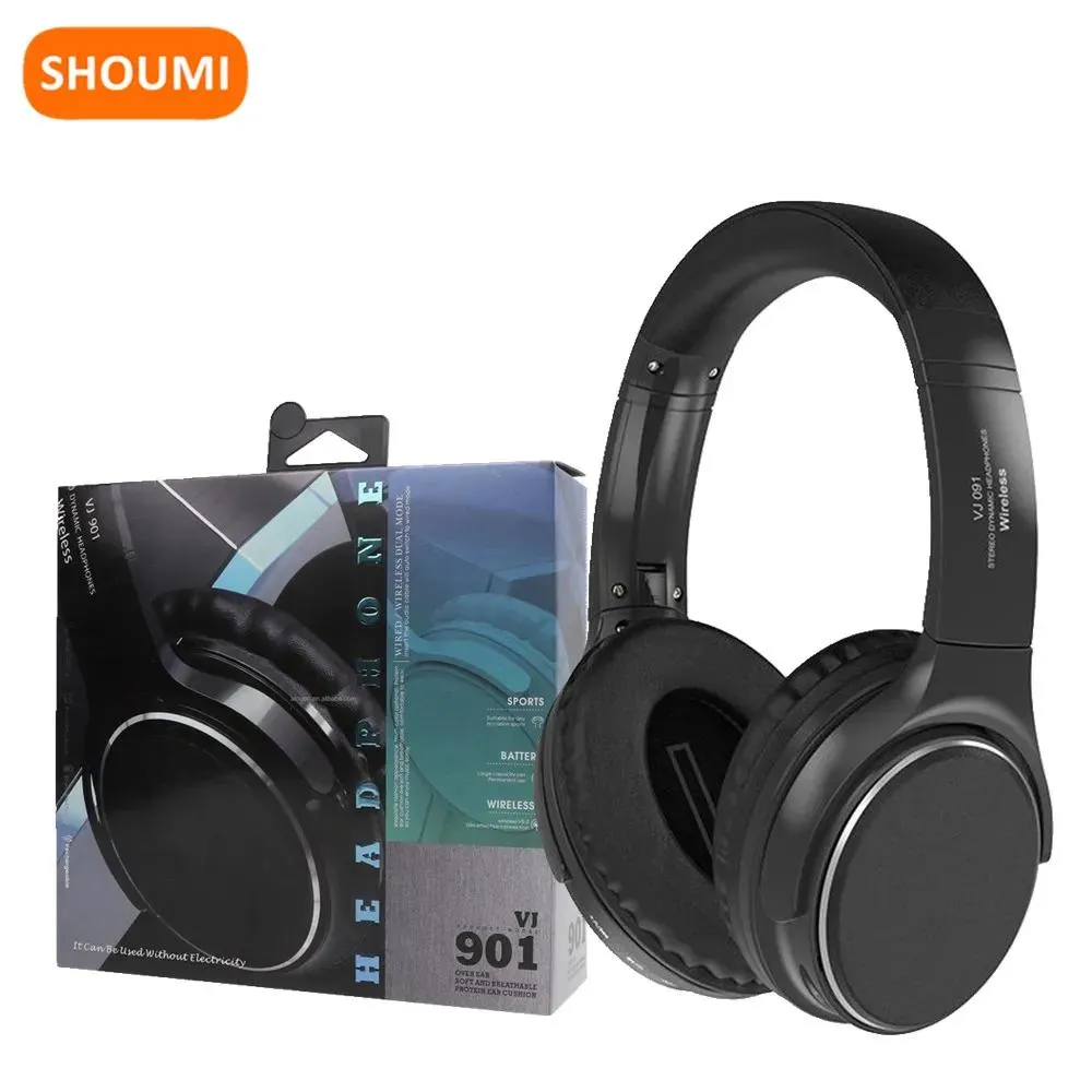 Headphones Shoumi 20 Hour TF SD Card Play Headphone Wireless Bluetooth Headset Hifi Earphones with Microphone Support Mp3 Player FM Wired