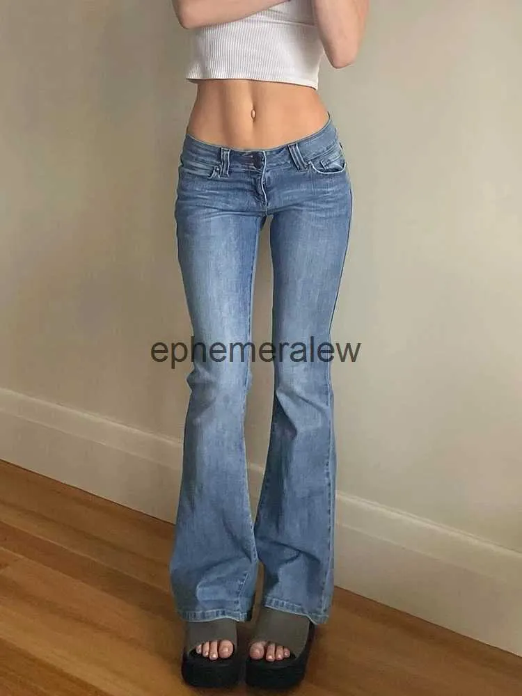 Jeans pour femmes Pantalons Capris 2023 Femmes Flared Mid Taille Denim Pantalon Vintage Stretch 90s Streetwear Y2K Boot Cut Élastique Skinny Maman Pantalon