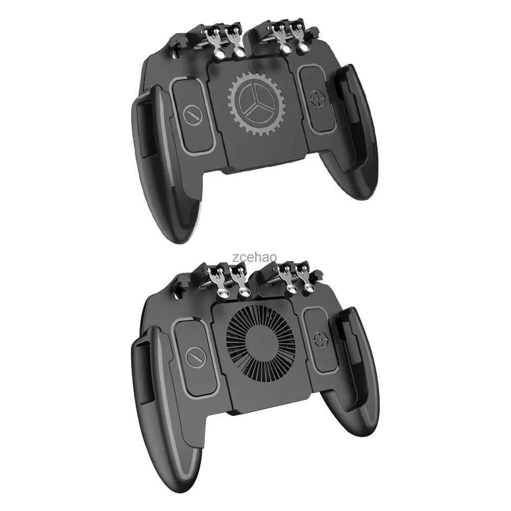 Kontrolery gier Joysticks 6 Fingers Gaming Gaming Gamepad z fanem chłodniczym dla kontrolera gry PUBG Joystick L1R1 Trigger Gamepad na iOS Android