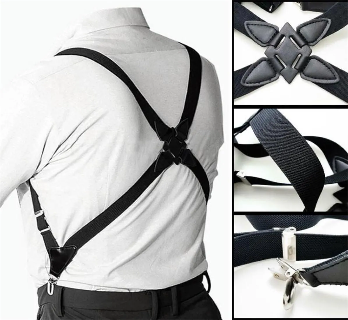 Mens Suspenders Adjustable Braces X Shape Elastic Strap Side Clip over Adult Suspensorio Trousers Apparel Accessories 2205261648299