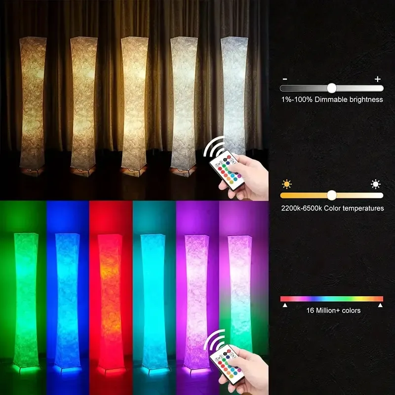 1 RGB لون تغيير مصباح الأرضية LED ، مصباح الأرضيات الحديثة في وضع اللون ، تظليل النسيج الأبيض ، هدية لغرفة المعيشة وغرفة النوم ، هدية رأس السنة الجديدة ، هدية عيد الحب ، هدية عيد ميلاد