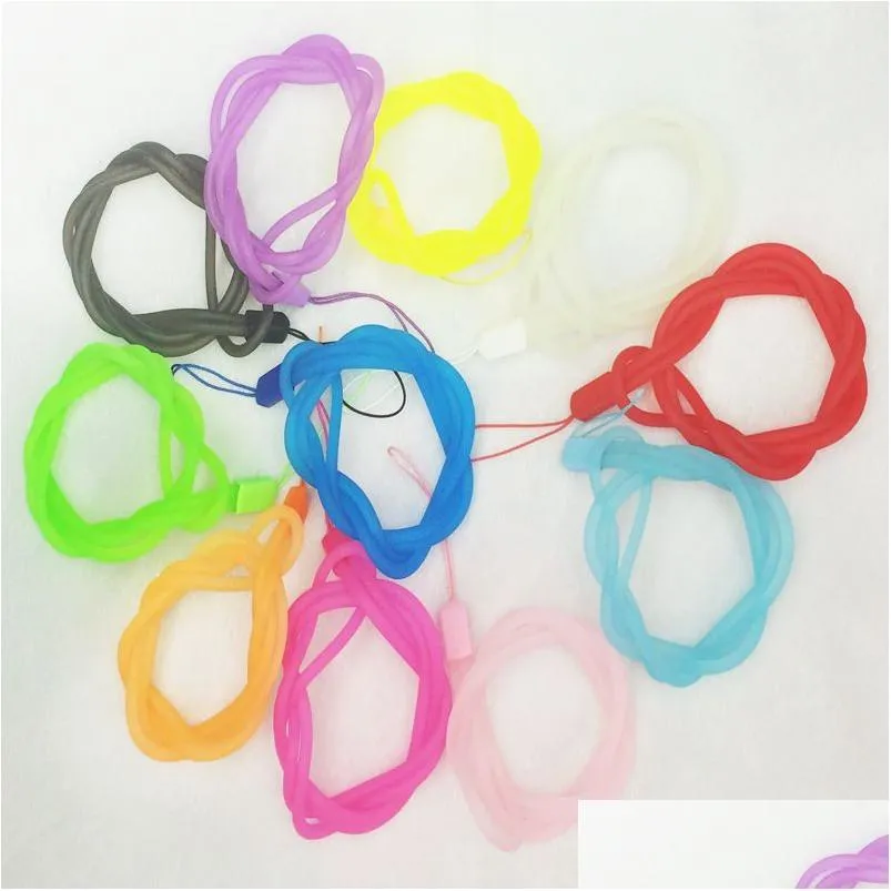 Cell Phone Straps Charms Pvc Mobile Rope Creative Tide Luminous Colorf Transparent Sile Shell Lanyard Strap Flash Drives Id Cards Dhejw