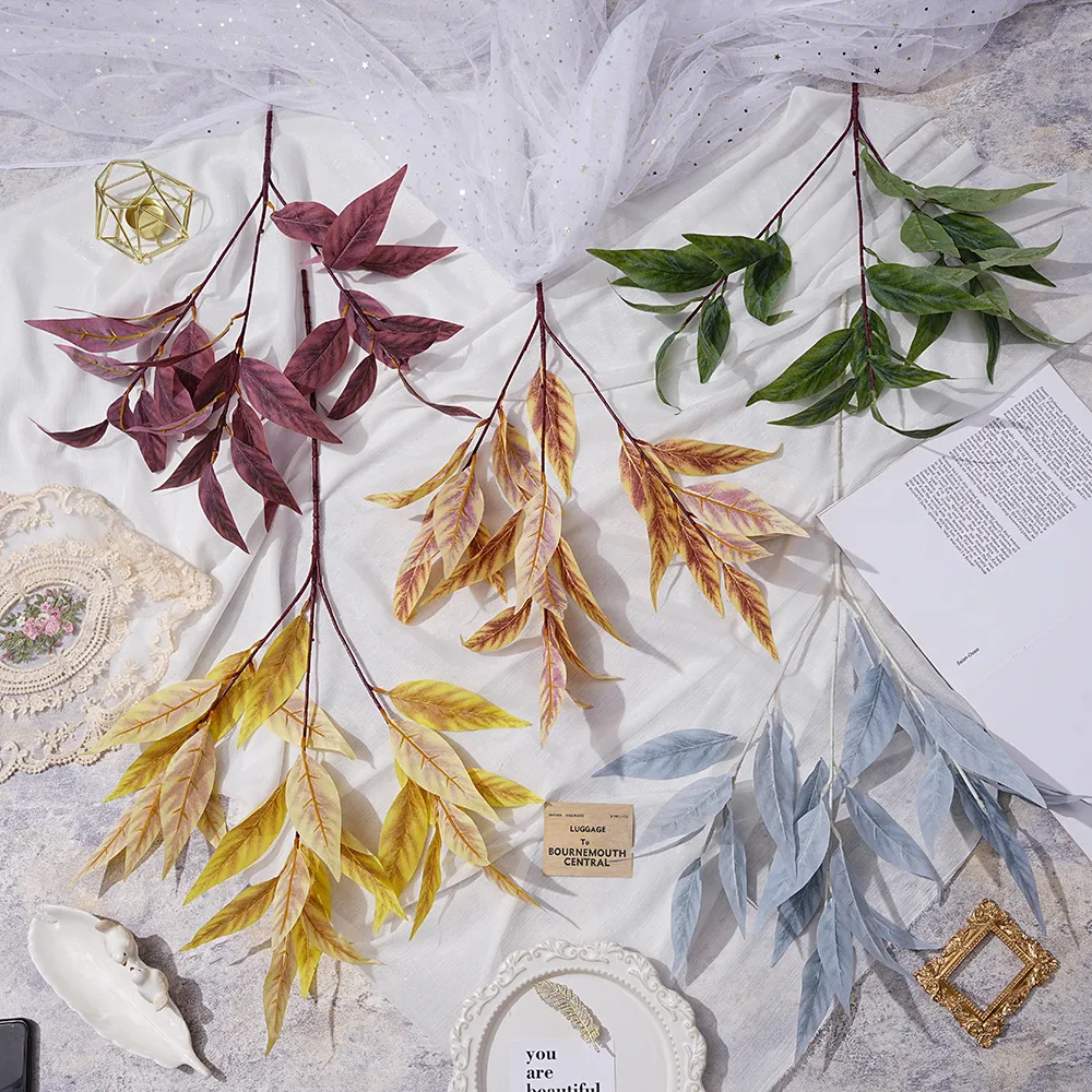 XGM – feuille artificielle de fleur, branche courte, feuille de lys de noël, décoration de mariage, maison, hôtel, photographie, vente en gros d'usine