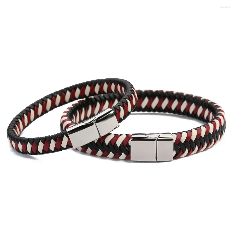 Strang 19/20 cm Edelstahl Armband PU Leder Seil für Männer Frauen klassischen Stil Armreif Paar Charme Schmuck Geschenke