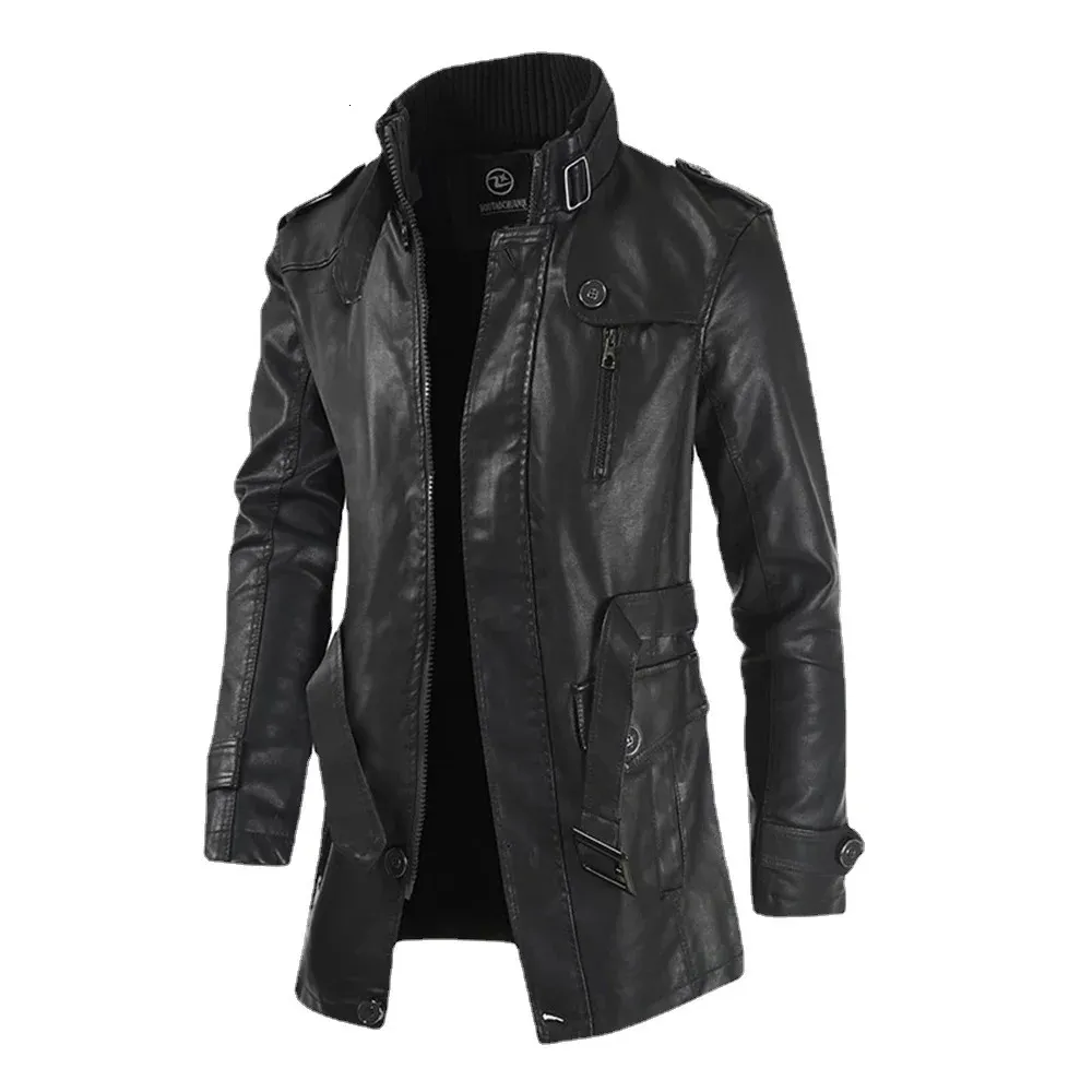 Haute qualité veste hommes rue coupe-vent manteau hommes en cuir vêtements épais veste polaire veste décontractée homme PU 240113