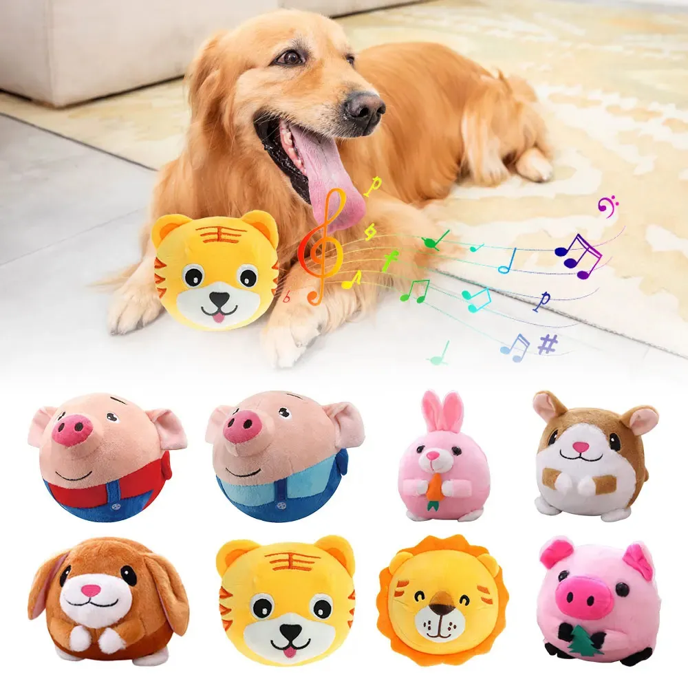 Valpboll Aktiv rörlig husdjur Plush Toy Singing Dog Chewing Squeaker Fluffy Toy 240113