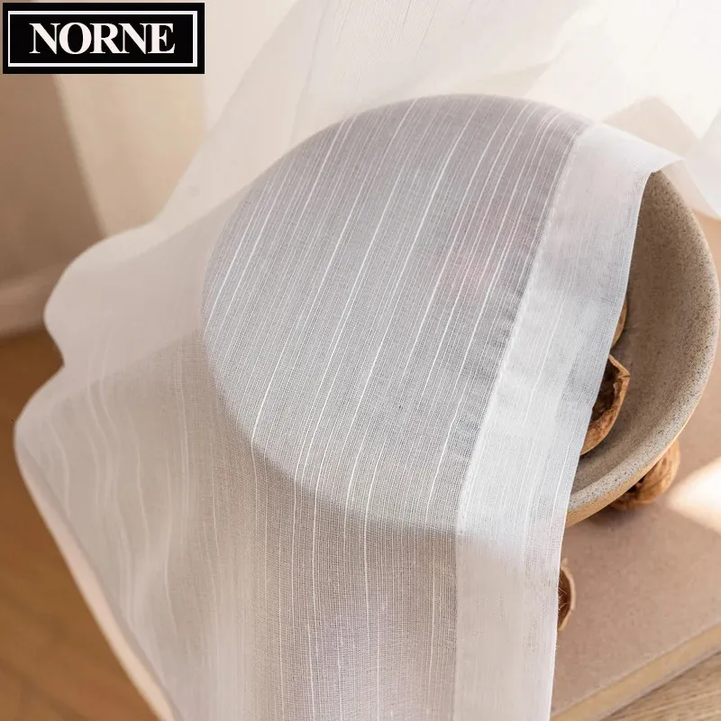 NORNE – rideau transparent décoratif en Tulle blanc Semi-solide, pour salon, chambre à coucher, Voile de cuisine, stores sur mesure, 240113