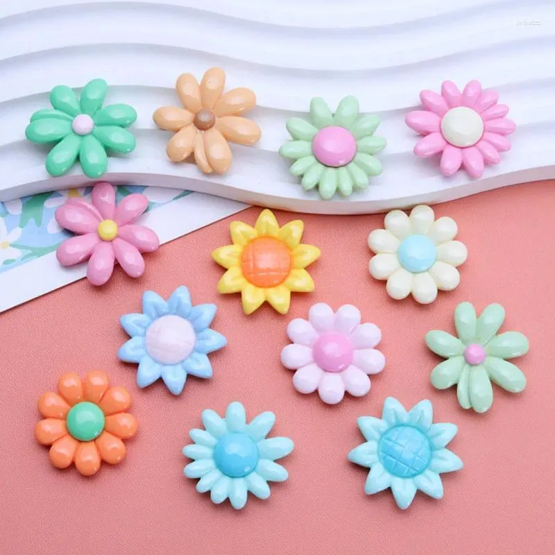 Figuritas decorativas 100 Uds. Serie de flores Kawaii de resina, cabujón con parte trasera plana, pasador para el pelo para álbum de recortes, adornos para fundas de teléfono, accesorios DIY