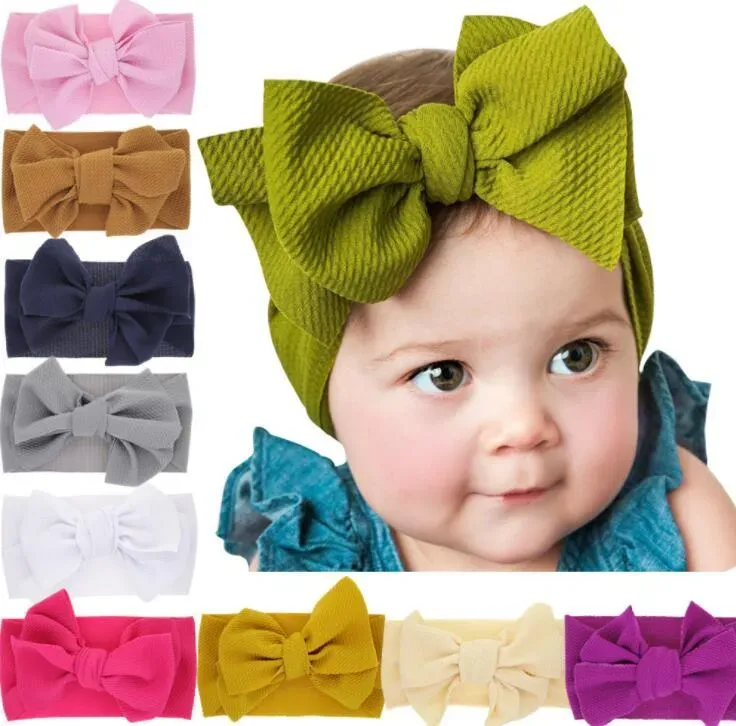 Bébé noeud bandeau filles gros arc bandeaux élastique nœud papillon bandeaux Turban solide chapeaux tête enveloppement bandeau accessoires BJ