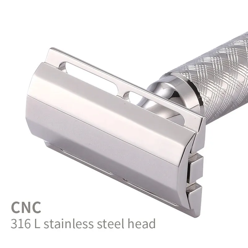 Cnc 316l aço inoxidável borda dupla cabeça de barbear manual acessórios sem alça 240112