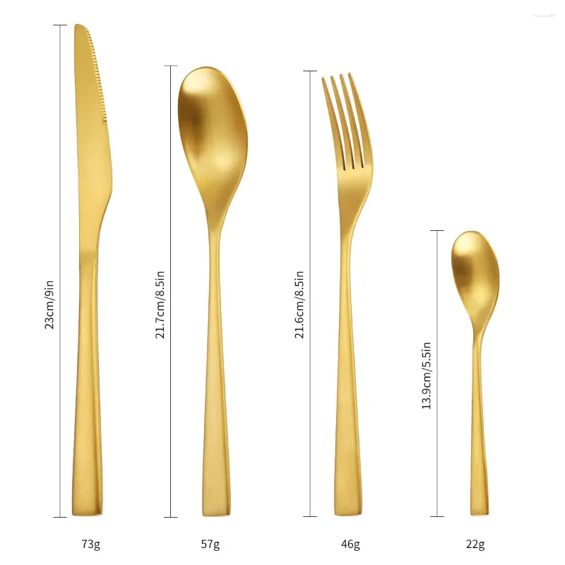 Dinnerware Sets Housewares Kitchen Western Tableware Set Cutlery Stainless Steel 304 Gold Color Luxury Knives Forks Table Lunch