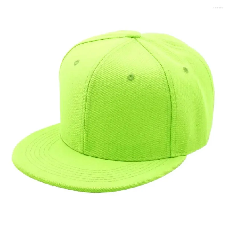 Ball Caps Neon Yellow Green Men's Flat Brim Snapback Hat Women Plain Baseball Cap Fluorescent Orange Bright Hip Hop