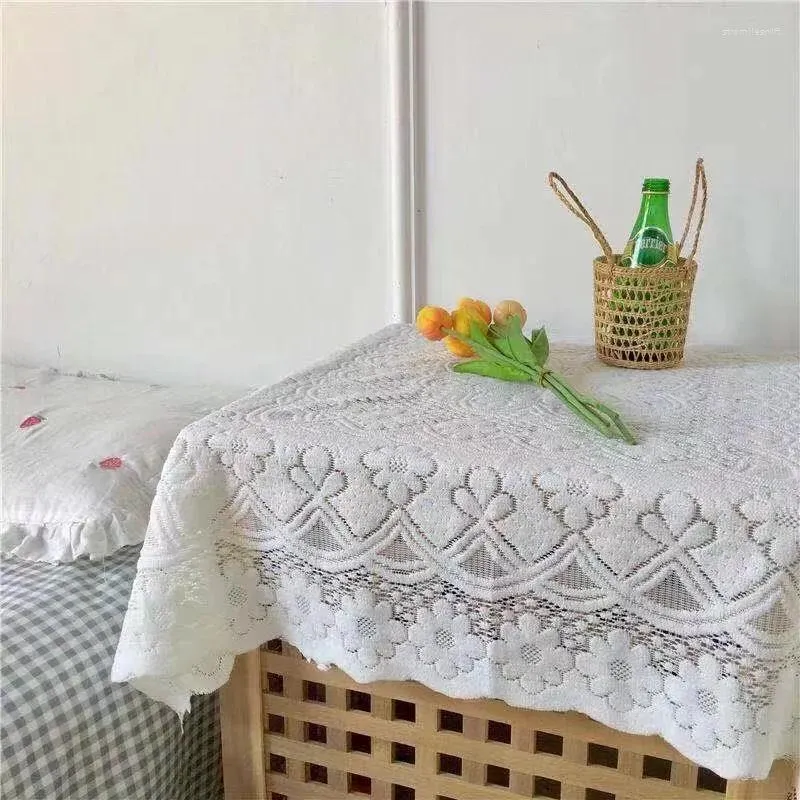 Nappe de Table en dentelle blanche, cadre de rangée de chevet, café avec couvercle, petit stand carré frais F9R792