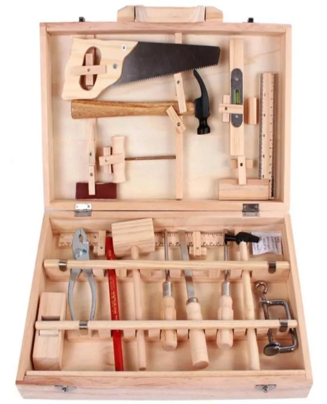 Repair Box Toy Building Multifunctional Woodworking Wooden Tool Kit Pretend Play Set Professional Repair Tool Toy For Kid7416958