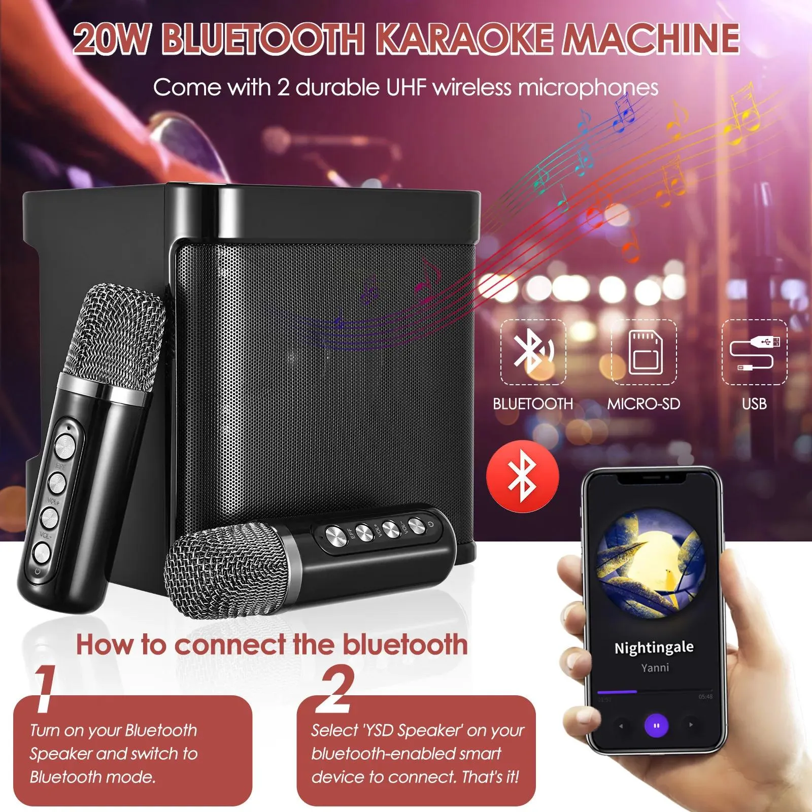 Microfones Portable Karaoke Machine Family KTVS Peakers Stereo Kids Microphone Bluetooth Speakers 2 Wireless Microponest Home PA System