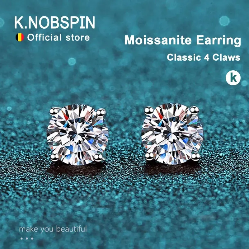 KNOBSPIN 20ct boucles d'oreilles pour femmes laboratoire cultivé diamant clous d'oreille 925 en argent Sterling bijoux fins cadeau 240112