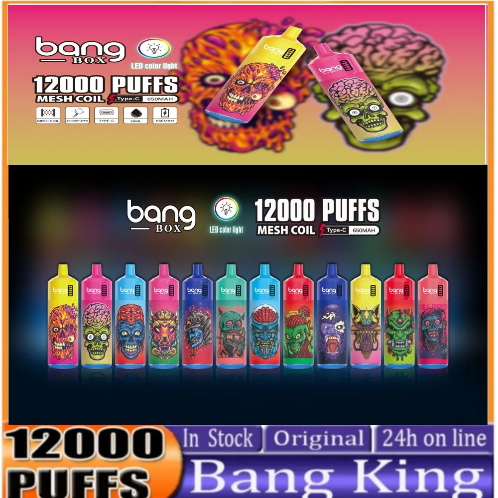 Bang box d'origine 12000 bang 12000 vape jetable 650mah batterie rechargeable contrôle du flux d'air 25ml vape prérempli bang 12000