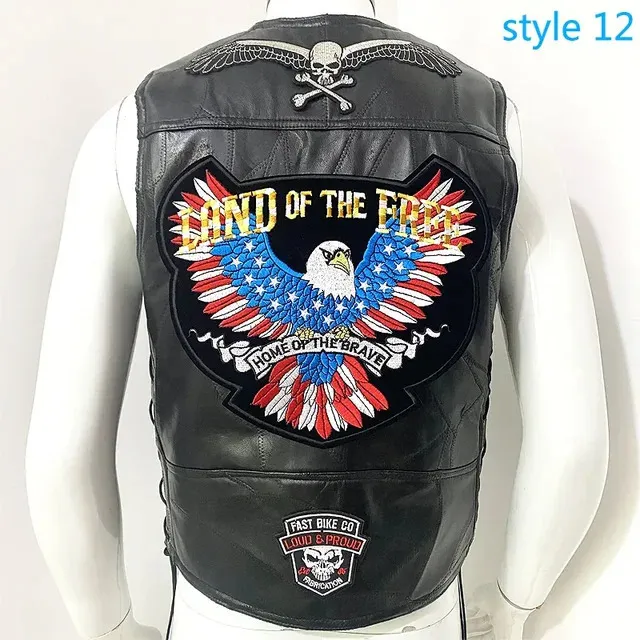 Men's Leather Motorcycle Vest Patch Sleeveless leather Men's Leather Motorcycle Vest Patch Sleeveless leather